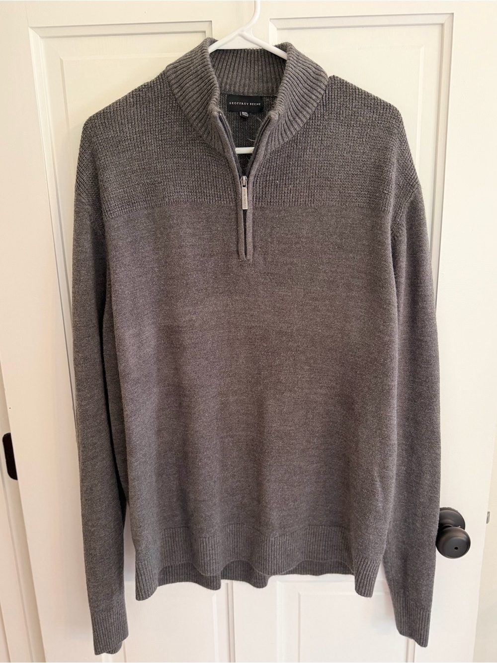 Geoffrey Beene Gray Quarter Zip Mock Neck Sweater XXL Graphite Heather